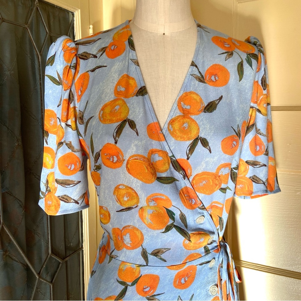 $230 Rouje Gabinette Wrap Button Dress in Clementine - Picture 5 of 10